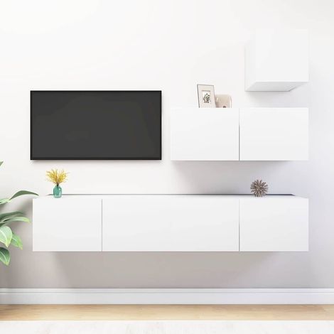 Ensemble de meuble TV 4 pcs pour Salon - Armoire TV Blanc Aggloméré BV296964 - BonneVie (1/5)