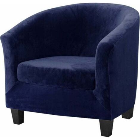 Kaelt - Housses de chaise de baignoire 2 pièces, design 2 en 1 amélioré pour fauteuil en velours extensible avec housse de coussin, chaises baquets club antidérapantes, housses de canapé (bleu marine, (1/5)