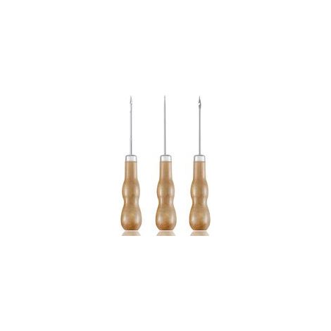 Alène En Cuir Poinçon, 3 Pièces Machine À Coudre En Cuir Ronde À Manche,Couture Poinçon,Cuir Poinçon Avec Manche En Bois Outil De Couture Bricolage Cuir Artisanat Couture Poinçon Cuir Outil De