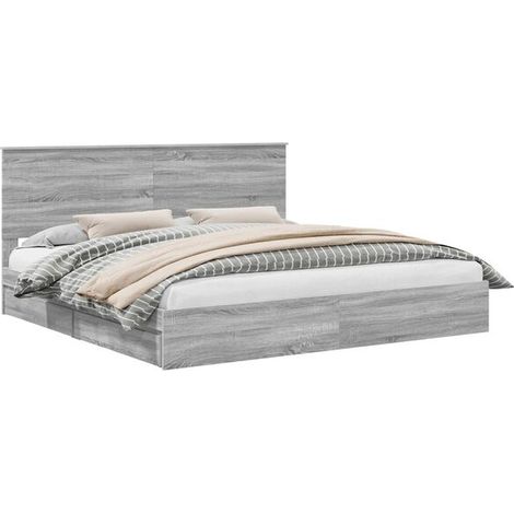Lit coffre Sonoma gris 200 x 200 cm en bois d'ingénierie (1/5)