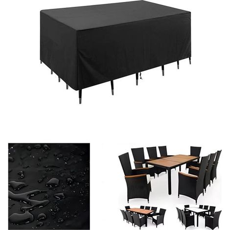 Robuste Schutzhülle für Gartenmöbel (420D) 123 x 123 x 74 cm Rechteckige, wasserdichte Schutzhülle aus Oxford Gewebe für Gartensofas, Esstische u (1/5)