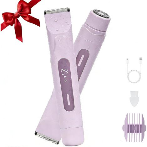 Rasoir Électrique Femme 2 en 1 - 1 Pièce - Design Étanche IPX7 - Tête Flexible et Affichage LED - Pour Corps Visage et Maillot - Violet (1/5)