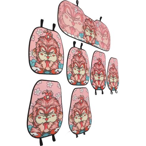 Lot 7 Coussins de Siège Auto Cartoon Singe Rose Lavable Universel pour Camions Berlines Vans (1/5)