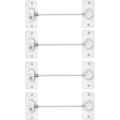 Lot de 4 serrures de réfrigérateur avec clés, pour réfrigérateur, armoires, tiroirs, lave-vaisselle, toilettes et sécurité enfant, adhésif sans trace et sans perçage (blanc)