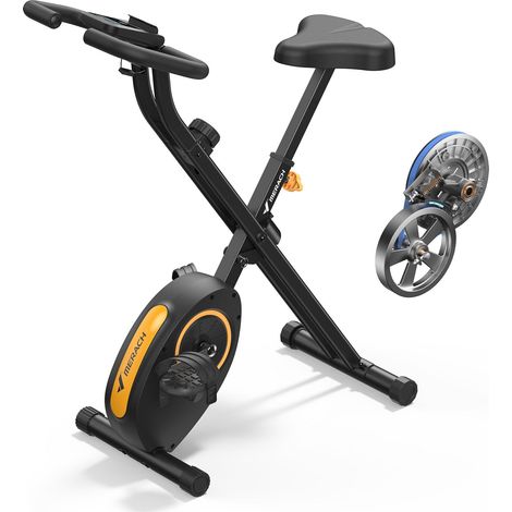 MERACH Klappbares Heimtrainer, kompakt und leise, 16 Magnetstufen, LCD-Bildschirm, Tablet-Halterung