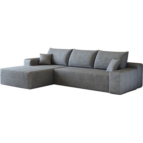 Sofá modular rinconero de 270 cm en tejido gris con chaise longue en L MODENUIT (1/5)