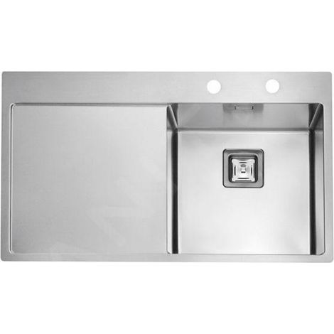 Alveus Stylux - Évier 860x510 mm, avec commande de vidage, bac à droite, inox 1084294 (1/2)