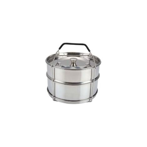 Bolsas vaporeras apilables, bolsas vaporeras de acero inoxidable de doble pared, asas y tapas, accesorios para ollas a presión de 6/8 litros para cocinar en el horno.