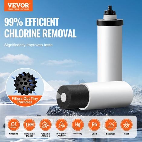 Système de Filtration d'Eau par Gravité 8,5 L, Filtre à Eau par Gravité Réduction du Plomb et jusqu'à 99 % du Chlore, en Inox 304, 2 Filtres à Charbon et Céramique, Niveau d’Eau, Robinet (1/5)