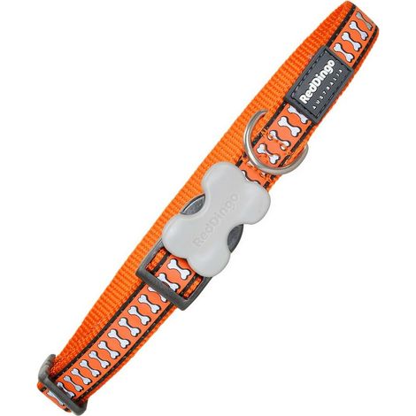 Collar para Perro Red Dingo Hueso Reflectante Naranja (1,2 x 20-32 cm)