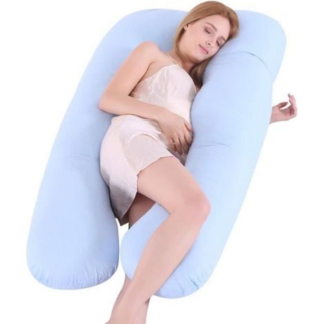 Coussin Grossesse - Forme U - 70 x 130 cm - Coton - Pour Allaitement et Soutien Lombaire - 1 Pièce (1/4)