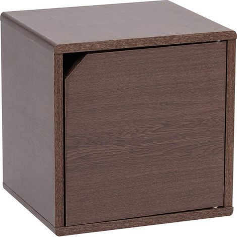 Iris Ohyama, Étagère, Meuble, Cube de rangement, Petit Meuble de rangement, Meuble d'appoint,Porte avec clips, Empilable, Solide, Bureau, Chambre, Salon - QR Box with Door - QR-34D - Marron