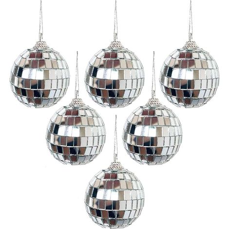 Boules Disco 5 cm Miroir, Lot de 6, à Suspendre, Ornement Bar, Fête, Mariage, Sapin Noël et Soirée Musicale, Décoration (1/3)
