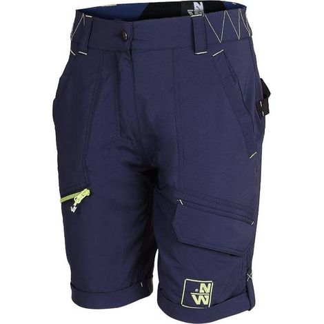 Bermuda de Travail Femme Sharon - Taille 38 - Marine/Jaune Fluo - Résistant et Confortable - D-Work