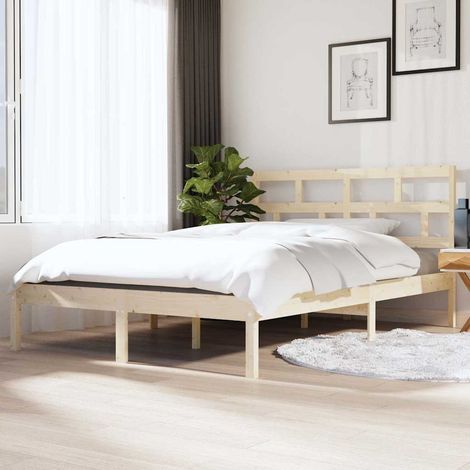 Estructura cama doble pequeña madera maciza 135x190 cm (1/5)