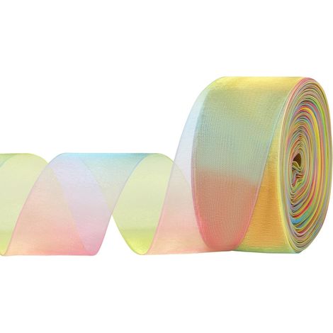 Ruban d'organza transparent de 38 mm x 45 m, ruban à paillettes de qualité supérieure (1/5)