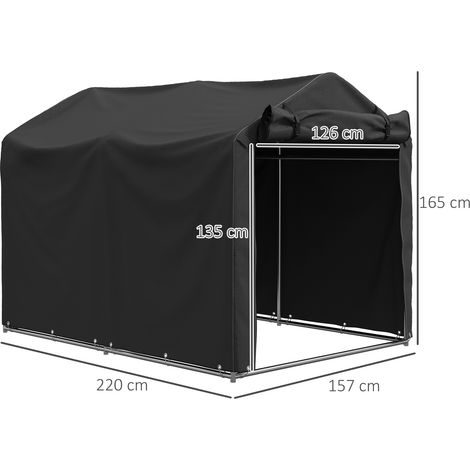 Abri de garage étanche avec porte, résistant aux UV, 220 x 157 x 165 cm, noir (1/5)