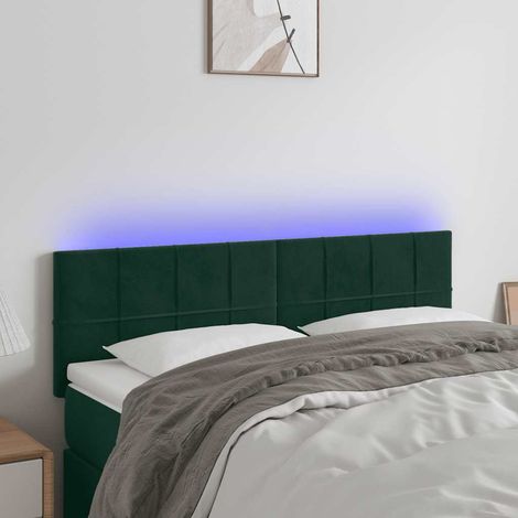 LED Kopfteil Dunkelgrün 144x5x78/88 cm Samt