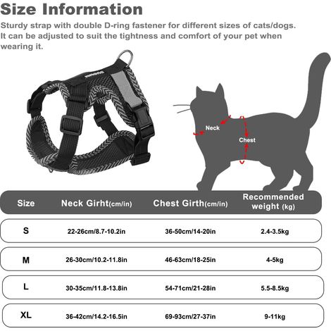 Harnais pour chat réglable avec laisse et collier réfléchissants - Confort et sécurité pour promenades (1/5)