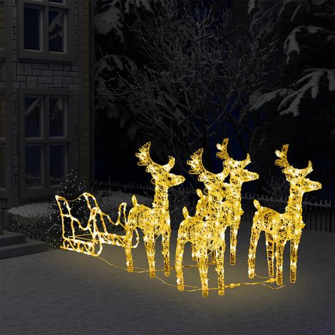Déco de Noël - Décoration de Noël Rennes et traîneau 280x28x55 cm Acrylique -WYW12902 (1/5)