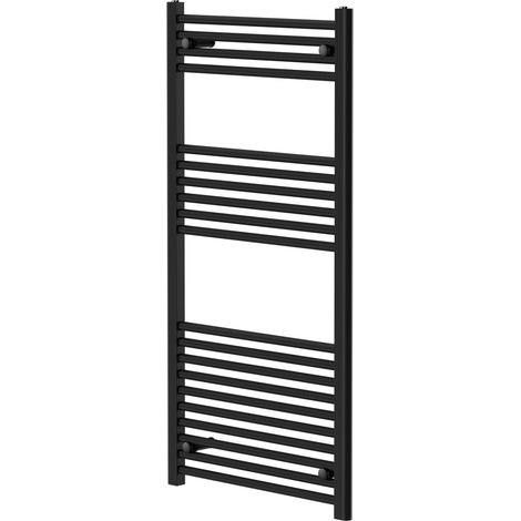 Pizarro Matt Black 1200mm x 600mm Straight Heated Towel Rail (1/5)