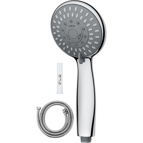 Vtizikl Pommeau de douche, tête de douche, 5 modes, avec tuyaux de 1,5 m, robinet de douche haute pression, économie d'eau de douche ionique démontable, portable, tête de douche, chrome (1/4)