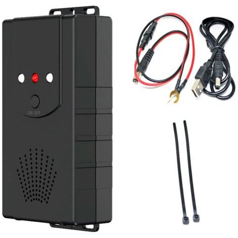 Lot de 2 répulsifs anti-martres pour voiture avec ultrasons et flash, connexion à une batterie de voiture 12 V, alimentation par piles ou USB, répulsif efficace contre les martres pour (1/5)
