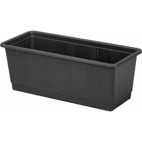 Geli Balkonkasten STANDARD Anthrazit mit Holzstruktur 40 cm - Kunststoff