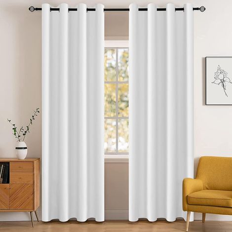 Lot De 2 Rideau Occultant, 140x280cm, Thermique Isolant, À Oeillets, Anti Bruit, Pour Salon Et Chambre (1/5)