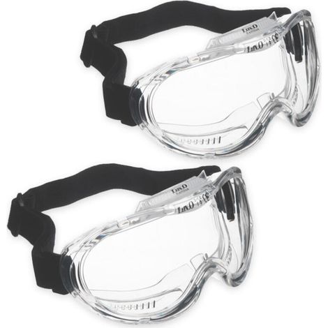 Juego de 2 gafas de seguridad sobre gafas – Norma EPI EN 166 – Protección contra salpicaduras y riesgos mecánicos – Recubrimiento antivaho (1/2)
