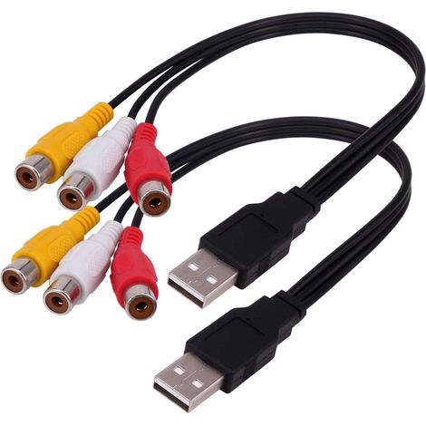 Compatible BERANMEY Câble USB vers 3RCA, 2 Pièces 0.25m USB Mâle vers 3 RCA Femelles, Adaptateur Audio Vidéo AV pour TV et PC (1/5)