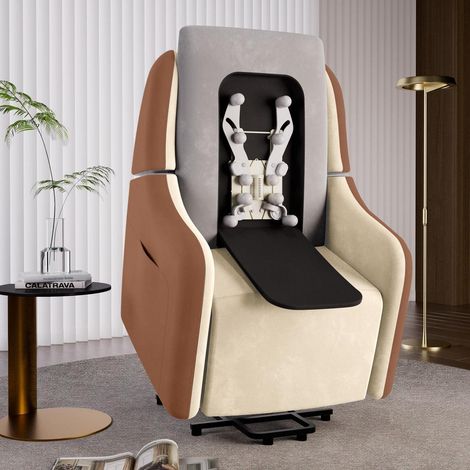 Elektrischer Massagesessel mit Aufstehhilfe, SL-Massage, USB, Braun (1/5)
