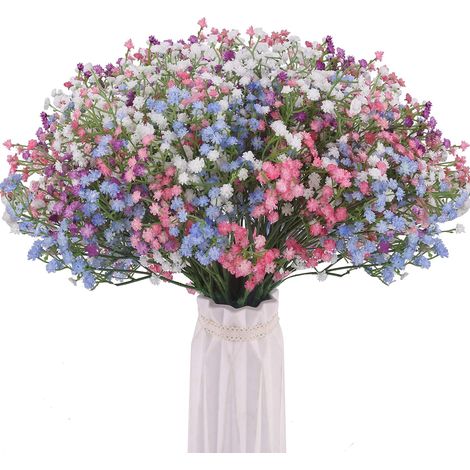 Artificielle Bébé Souffle Fleurs Faux Bouquets De Gypsophile 24 Pcs Faux Real Touch Fleurs Pour La Décoration De Mariage DIY Home Party (4 Couleurs) (1/5)