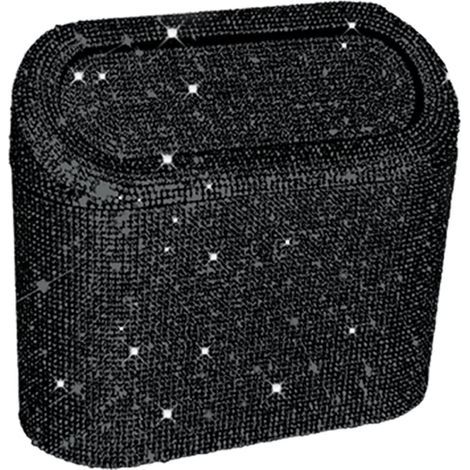 Poubelle incrustée de diamants montée sur voiture, seau de rangement pour voiture, sac de rangement pour voiture suspendu, mini poubelle créative incrustée de diamants avec couvercle (1/5)