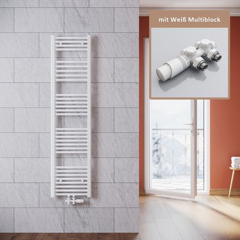SONNI Handtuchtrockner Bad 1600x400mm Badheizkörper Weiß Heizkörper thermostatkopf,mit Ventil,580 Watt (1/5)