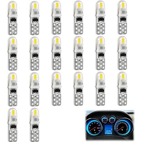 20 x T5 LED 12V White 3014 SMD Dashboard and Meter Bulbs 40LM 0.6W Replacement PC74 2721 286 27 37 Car Interior Lighting, Easy to Install, Compact (1/5)