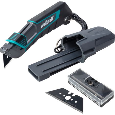wolfcraft - Kit de cutter de sécurité à lame trapèze PRO SAFETY avec étui - 1 cutter et 6 lames de rechange - réf .8669060 (1/5)