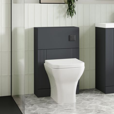 Nuie Deco Satin Soft Black 500mm Toilet Unit - FLT1441