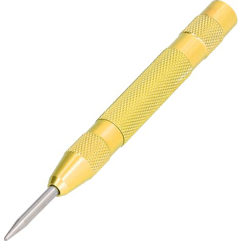 Poinçon de centrage automatique en acier trempé, pointe interchangeable, réglage de pression pour perçage précis - Jaune