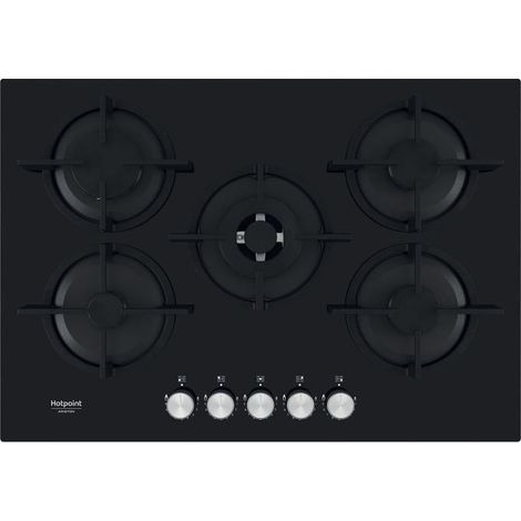 Hotpoint Ariston Piano cottura a gas HAGS 72S BK. Colore del prodotto: Nero, Posizionamento dell'apparecchio: Da incasso, Dimensione della larghezza del piano cottura: 73 cm. Tipo di controllo: Man...