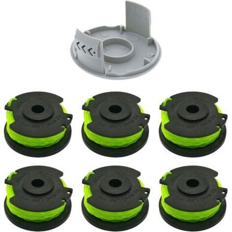 Replacement spool for Ryobi RAC142 36V brush, clipper accessory, replacement spool for clippers, for RLT36B33 and RY36LT33A-0 radio brushes (6 spools + 1 cap) - Karteo (1/5)