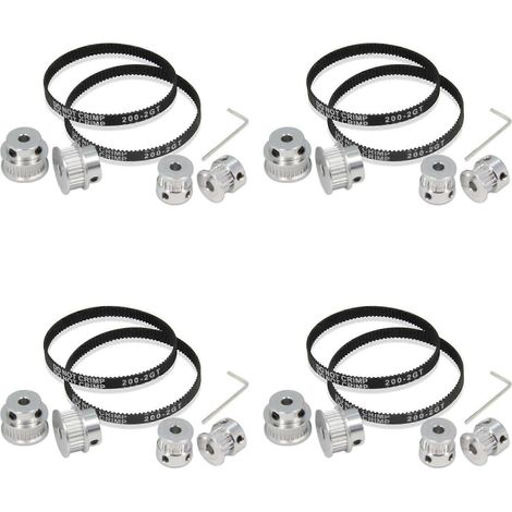 Ensemble de 8 poulies de distribution synchrones GT2 à 20 et 30 dents, alésage de 5 mm, en aluminium, avec courroie de 200 mm de largeur et de longueur (20-30T-5B-6) (1/5)