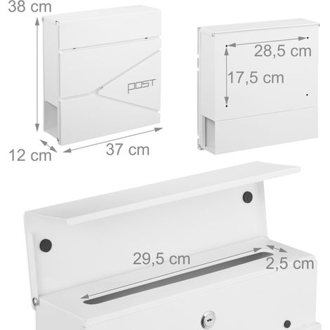 Buzón de pared moderno con revistero gran apertura de hierro con recubrimiento en polvo gris 130017430 (1/4)
