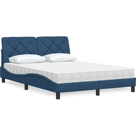 vidaXL Cama con colchón tela azul 120x200 cm (1/5)