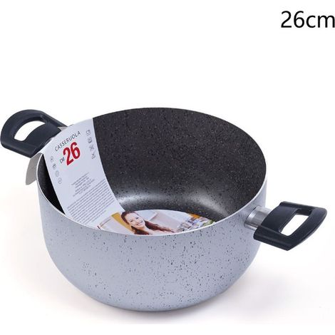 TrAdE Shop Traesio - Casseruola Pentola Con 2 Manici Antiaderente Diametro 14/16/24/26 Cm Utensile Per Cucinare -    -26 cm   -