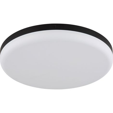 Deckenleuchte Deckenlampe Wohnzimmerleuchte LED schwarz matt opal rund D 30 cm