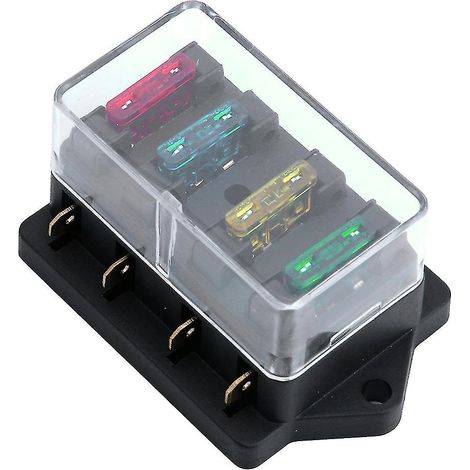 Boîte à fusibles à lames 4 voies 12 V/24 V pour voiture, camion, automobile, circuit standard +4 fusibles