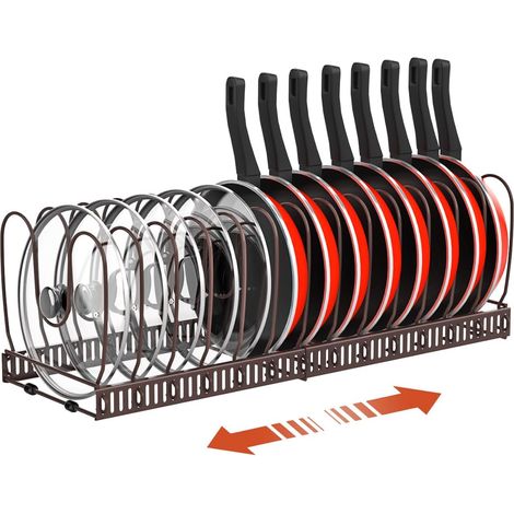 1 Organisateur De Casserole, 14 Compartiments Réglables, Support En Fer Robuste, Pour Tiroir Cuisine (1/5)