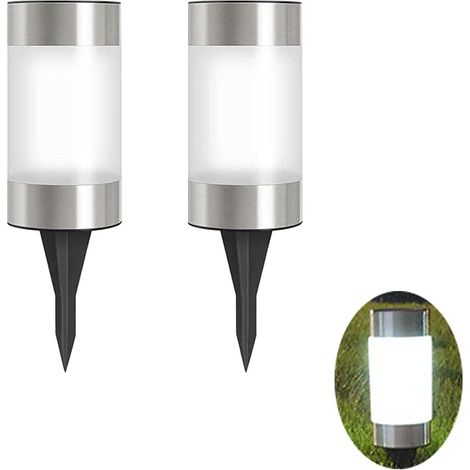 Lampes Solaires LED Acier Inoxydable - Lot de 2, Autonomes, pour Allée, Terrasse, Jardin, Éclairage Sécurité (1/4)