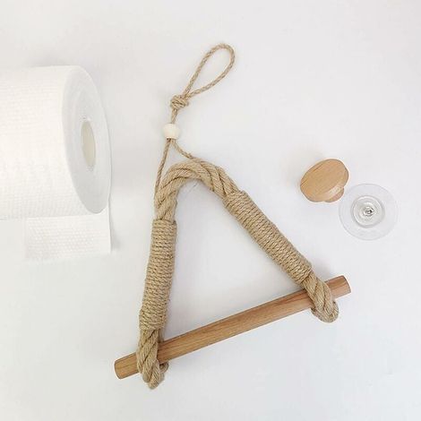 Porte-papier toilette vintage en corde de chanvre autres pour salle de bain - 1 pièce 140" (1/4)